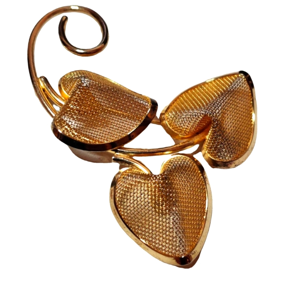 Vintage Bond Boyd Sterling Silver Mesh Leaf Brooch